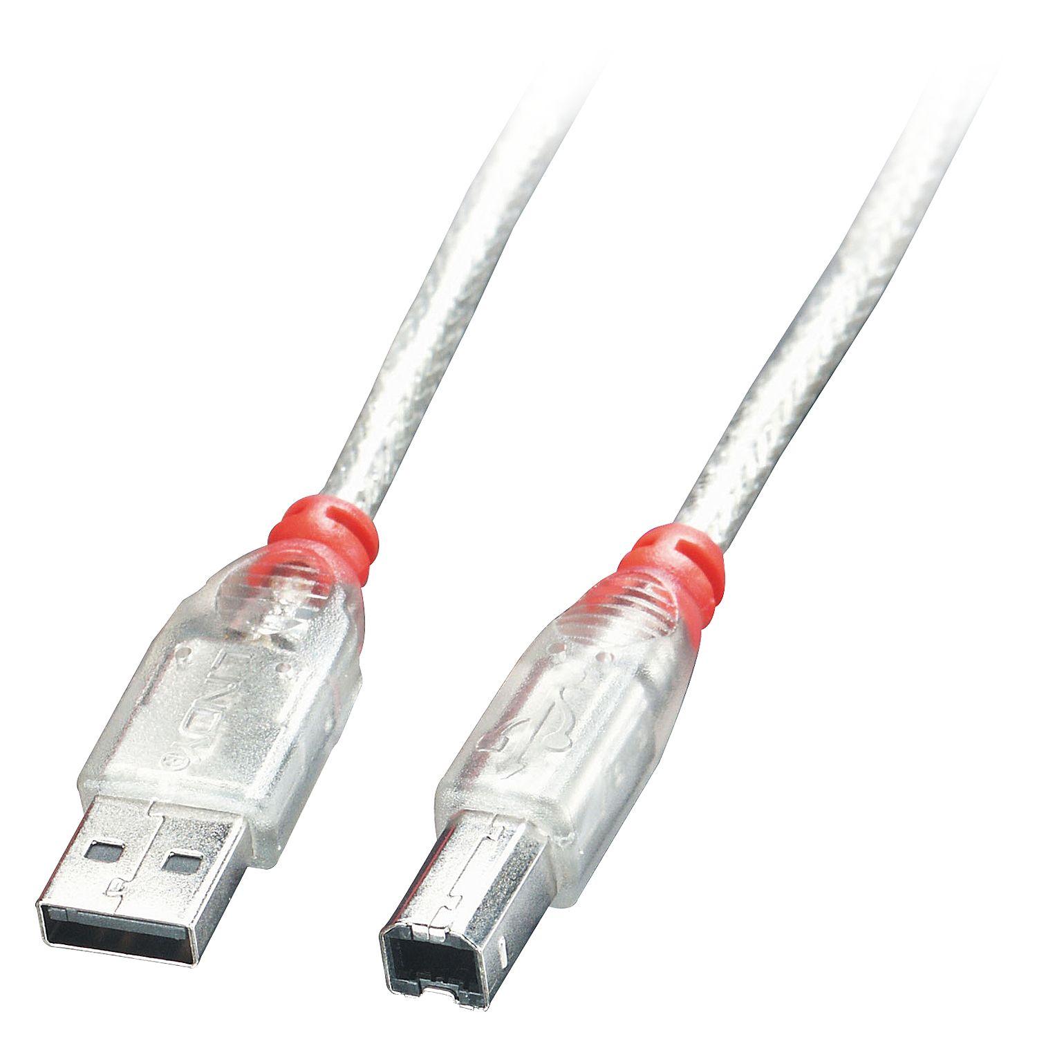 Cabo USB LINDY 41750 (0,2 m - USB Tipo-A macho - USB Tipo-B macho - Transparente)