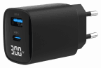 Carregador Rápido USB GEMBIRD TA-UC-PDQC30LCD-BK-01 (30 W - Até 30 W - Preto)
