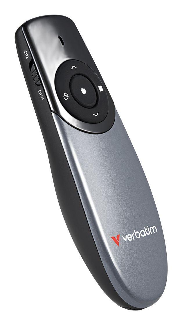 Apresentador Sem Fios com Ponteiro Laser VERBATIM Focus 32365 (RF - USB - Preto/Prateado)