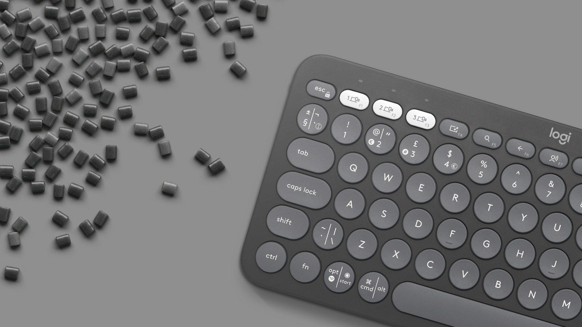 Teclado LOGITECH Pebble Keys 2 K380s (Nórdico - Teclas tesoura - Mini - Grafite) — miniatura 7