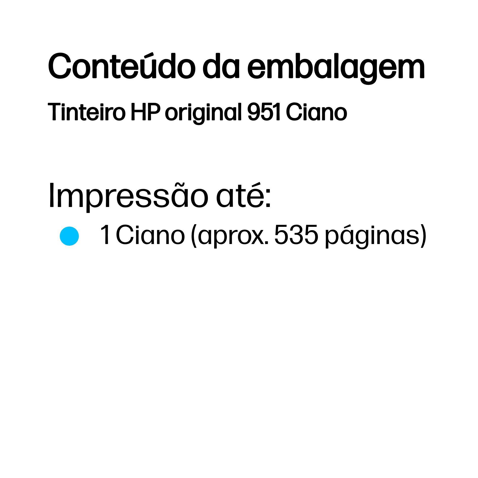 Tinteiro HP 951 CN050AE#LS1 (535 páginas a cores - Ciano), miniatura 3