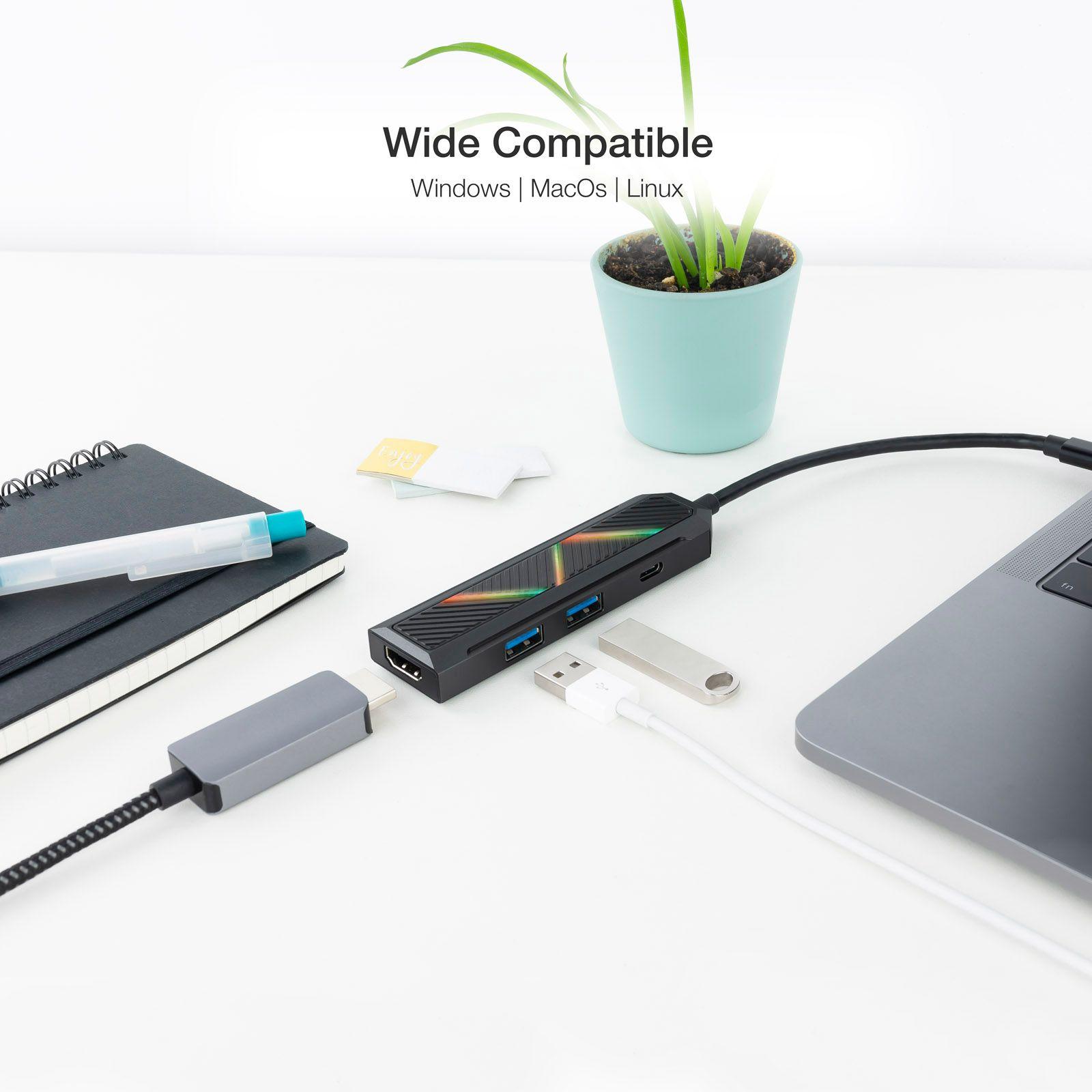 Hub USB-C NANOCABLE 10.16.0401 (0,15 m - USB 3.2 Gen 1 Type-C - Android - Preto), miniatura 3