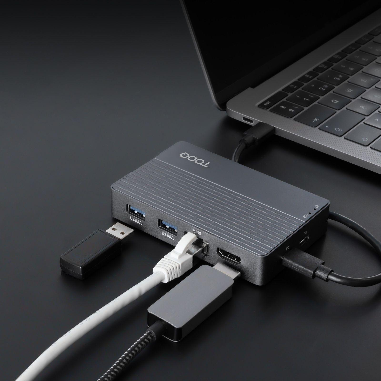 Caixa Externa M.2 e Hub USB-C TOOQ TQE-2242G (8 TB - PCI Express, SATA NVMe - Cinzento) — miniatura 7