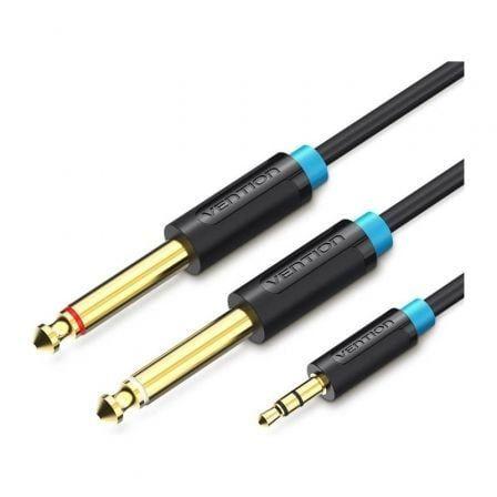 Cabo Áudio VENTION BACBI (3 m - 2 x Jack 6,35 mm - Jack 3,5 mm - Preto)