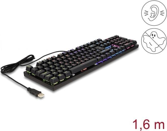 Teclado DELOCK 12115 (QWERTZ alemão - USB - Com fios - Preto)