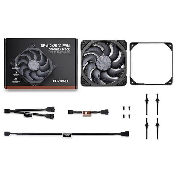 Ventoinha NOCTUA NF-A12x25 G2 PWM chromax.black (1,8 W - Preto), miniatura 2