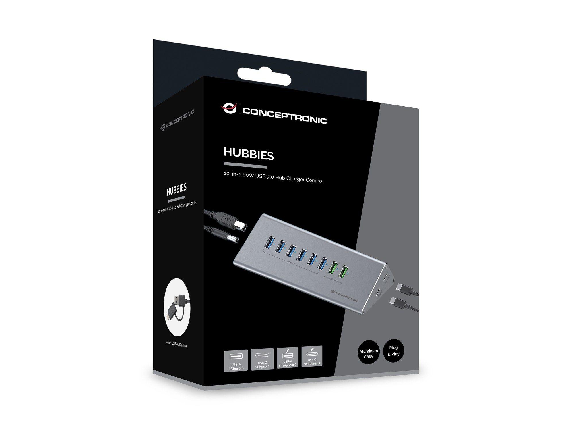 Hub USB CONCEPTRONIC HUBBIES18G (1 m - Cinzento) — miniatura 4