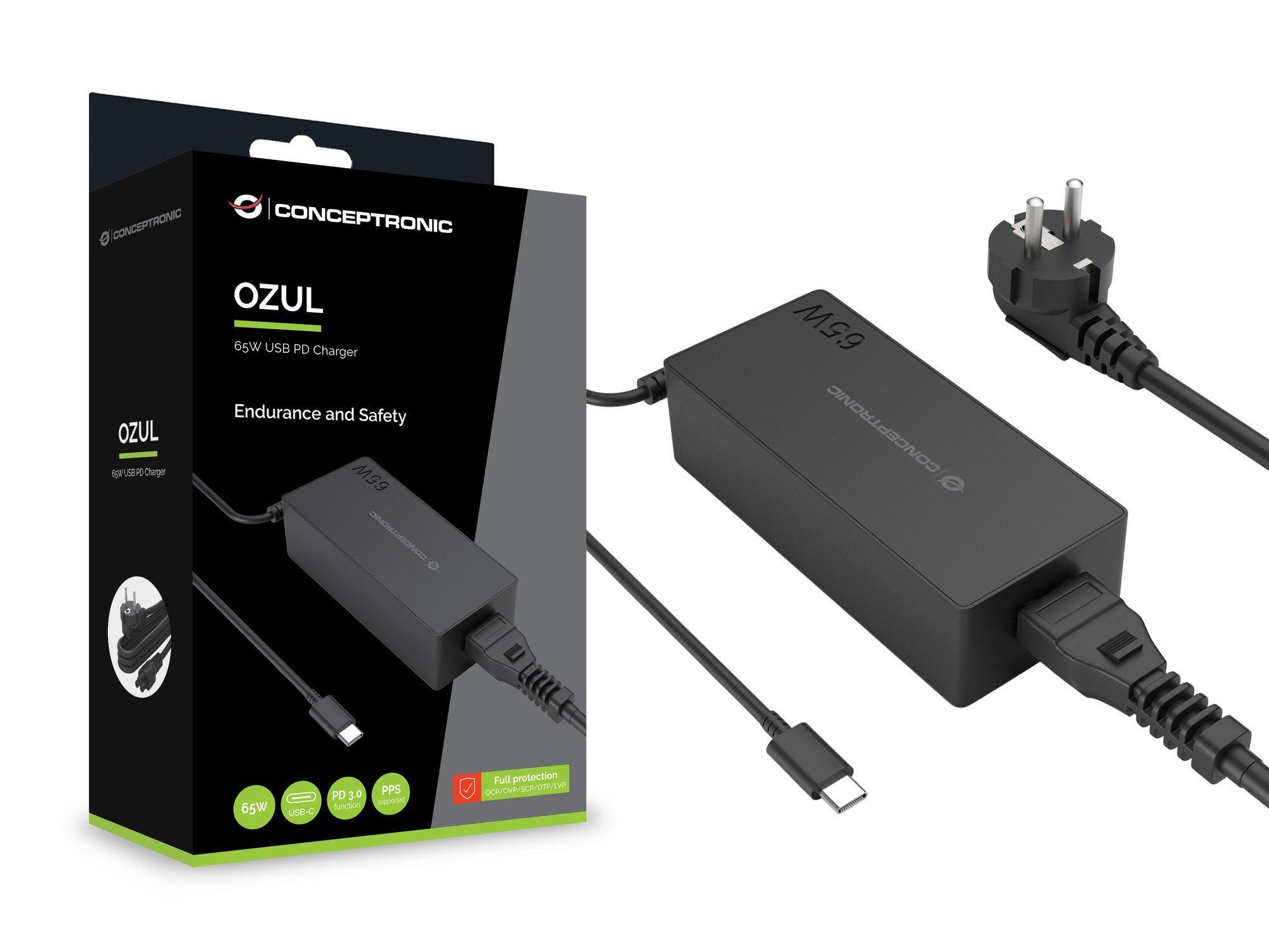 Carregador USB-C CONCEPTRONIC OZUL09BE (USB Type-C, AC - Universal - Preto), miniatura 2