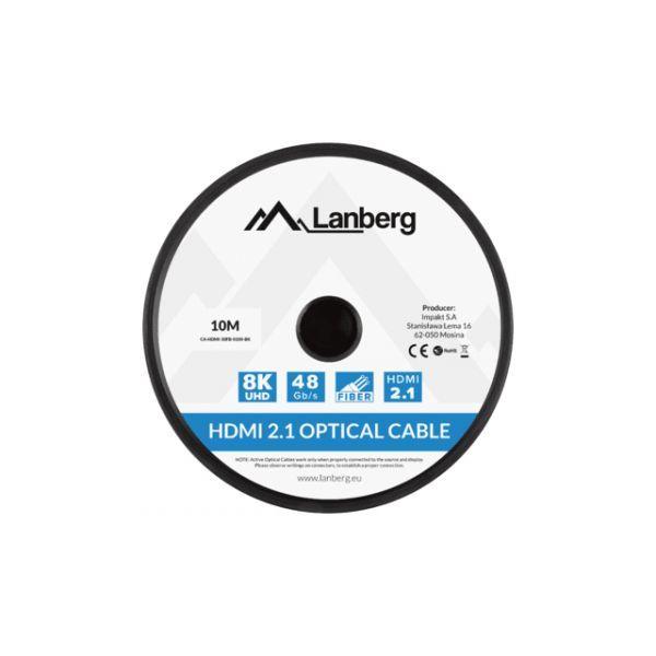 Cabo HDMI Óptico Ativo LANBERG CA-HDMI-30FB-0100-BK (10 m - 240 Hz - HDMI Tipo A - Preto), miniatura 2