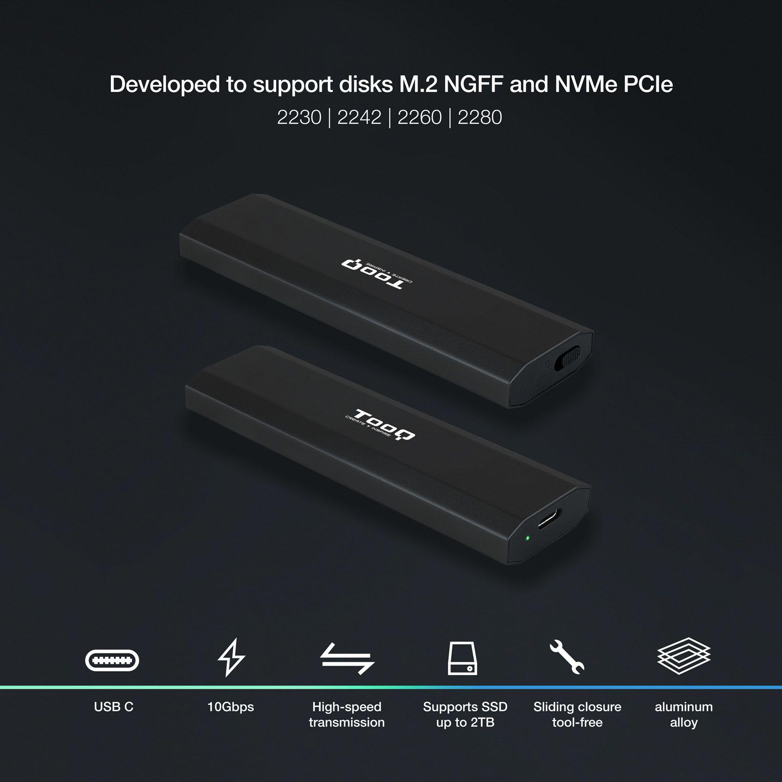 Caixa Externa SSD TOOQ Shura TQE-2223B (2 TB - PCI Express NVMe - NGFF e NVMe - Preto) — miniatura 2