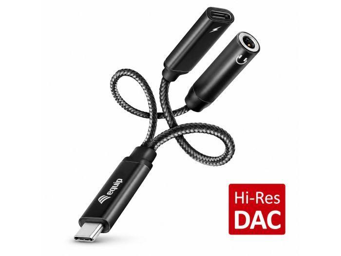 Adaptador USB-C para Jack 3,5 mm EQUIP 133470 (0,15 m - USB-C - USB-C / áudio 3,5 mm - Preto), miniatura 3