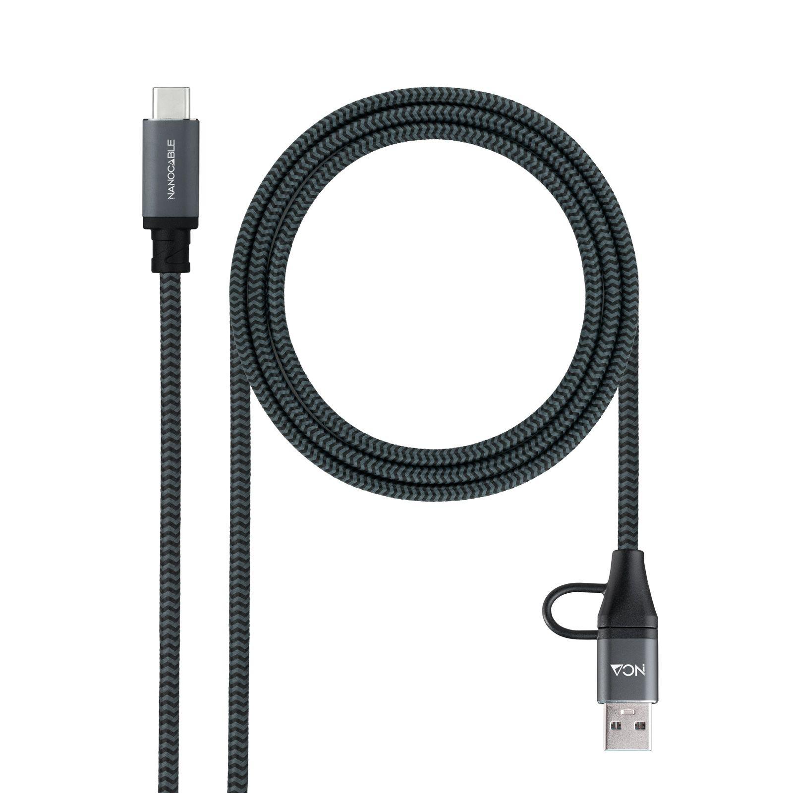 Cabo NANOCABLE 10.01.4111-COMB (1 m - USB C - USB A/USB C - Preto)