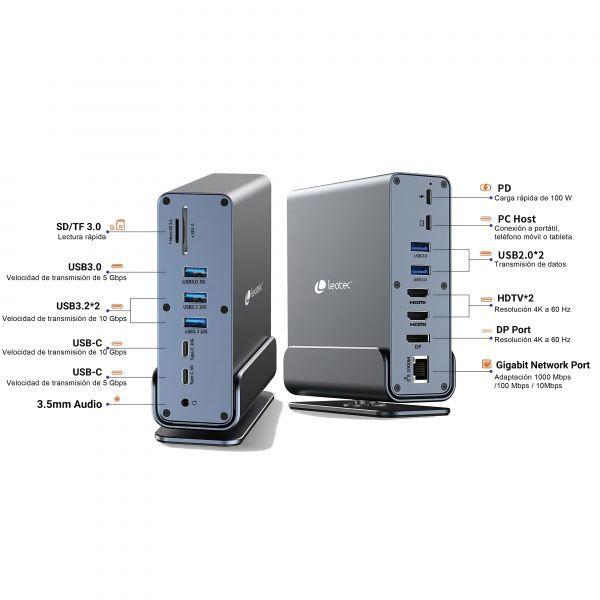 Estação de Acoplamento USB-C LEOTEC LEDS06 (Prateado) — miniatura 4