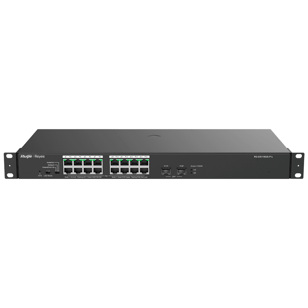 Switch PoE não gerido REYEE RG-ES118GS-P-L (IEEE 802.3af/at)