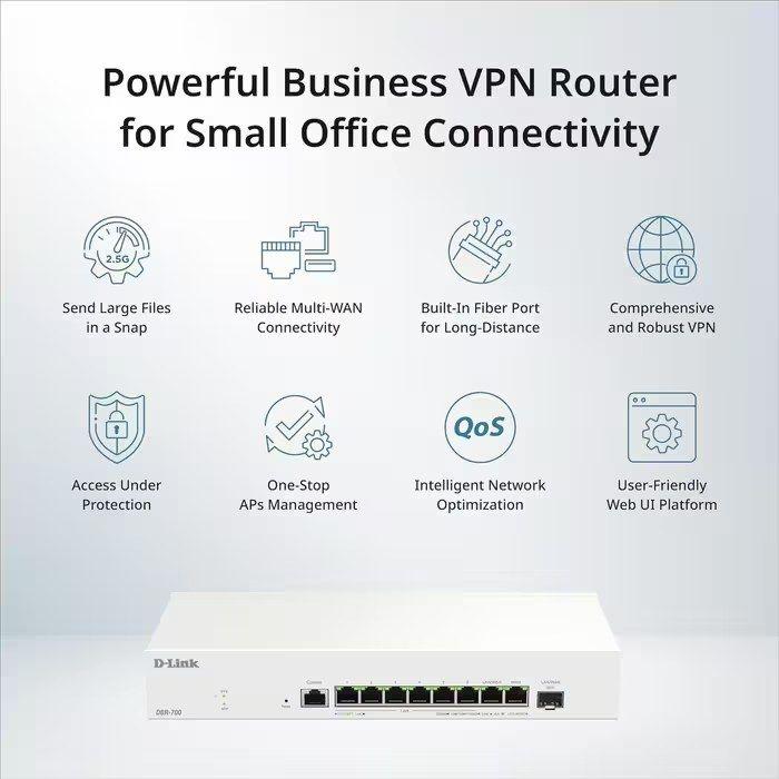 Router D-LINK DBR-700 (2.5 Gigabit Ethernet - 10, 100, 1000, 2500 Mbit/s - Branco) — miniatura 4
