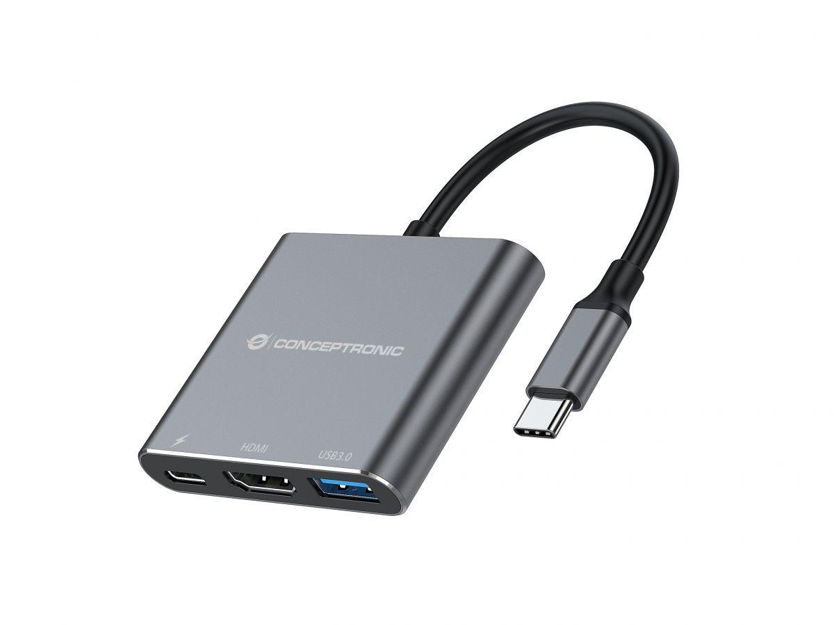 Hub USB-C Multiporta CONCEPTRONIC DONN18G (0,25 m - Windows, macOS e ChromeOS - Cinzento), miniatura 2