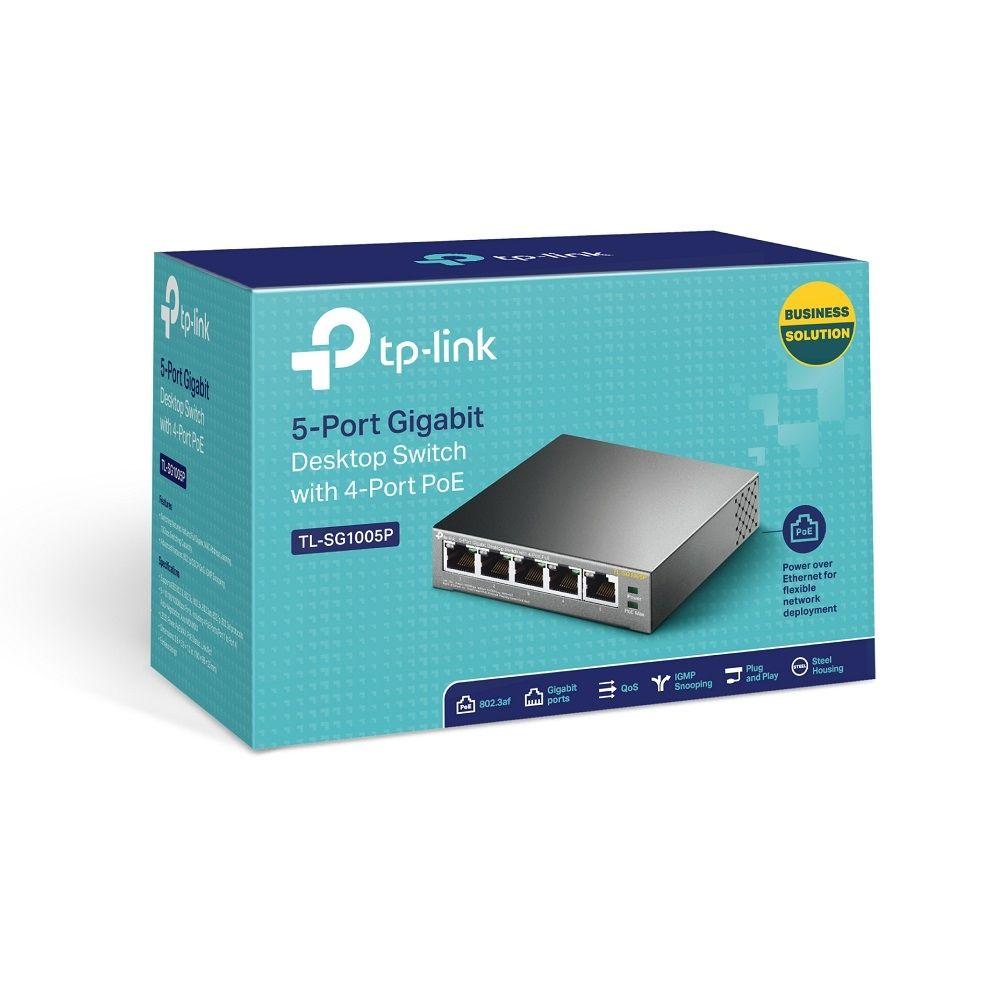 Switch TP-LINK TL-SG1005P V1 (Gigabit Ethernet - 10 Gbit/s - Preto), miniatura 5