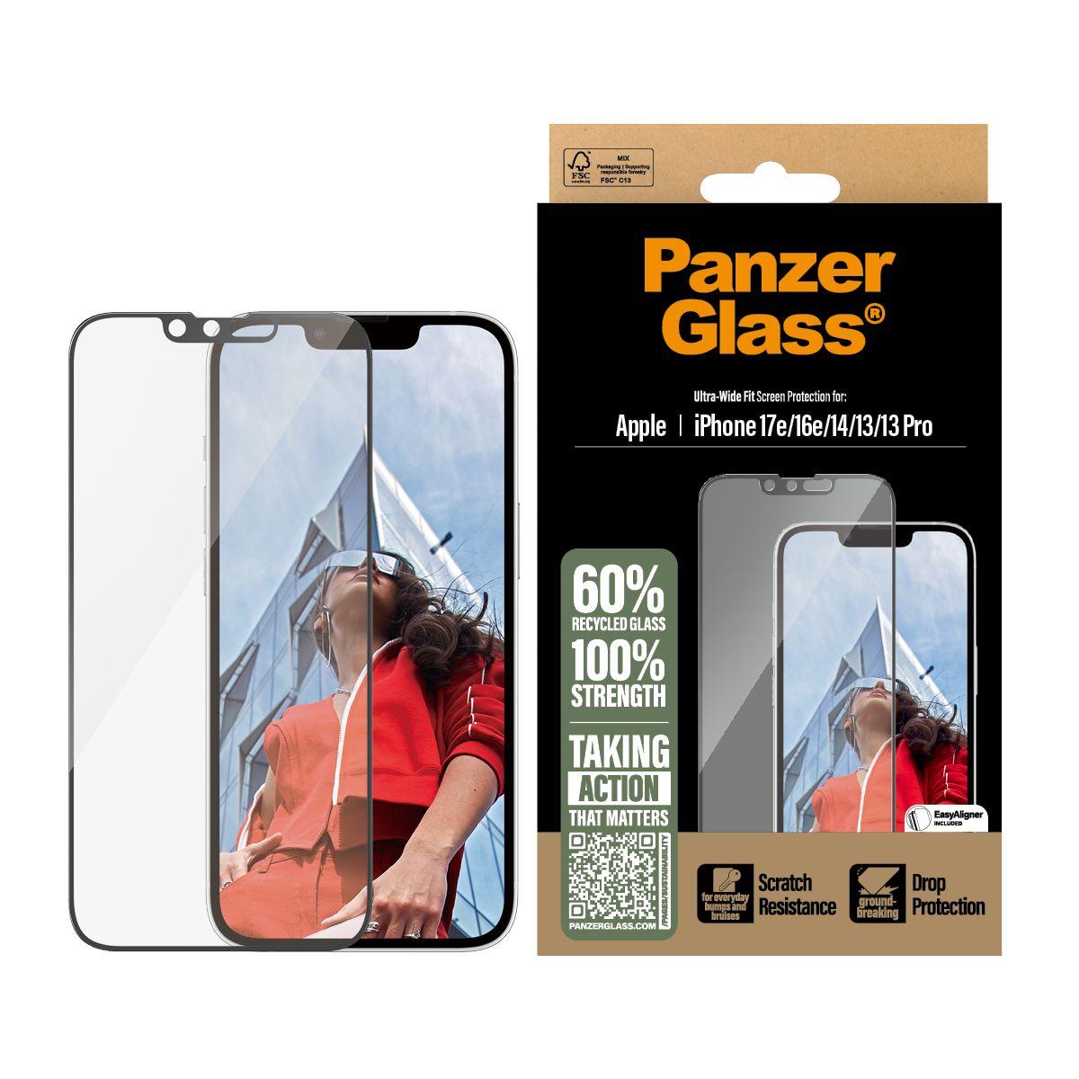 Protetor de Ecrã PANZERGLASS Ultra-Wide Fit com EasyAligner (Apple - Transparente) — miniatura 2