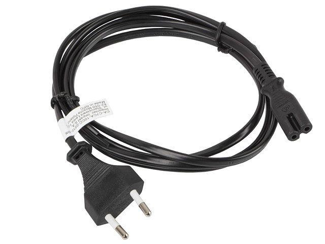Cabo de Alimentação LANBERG CA-C7CA-10CC-0018-BK (1,8 m - CEE 7/16, macho - IEC 320 C7, fêmea, 2 pinos - Preto)