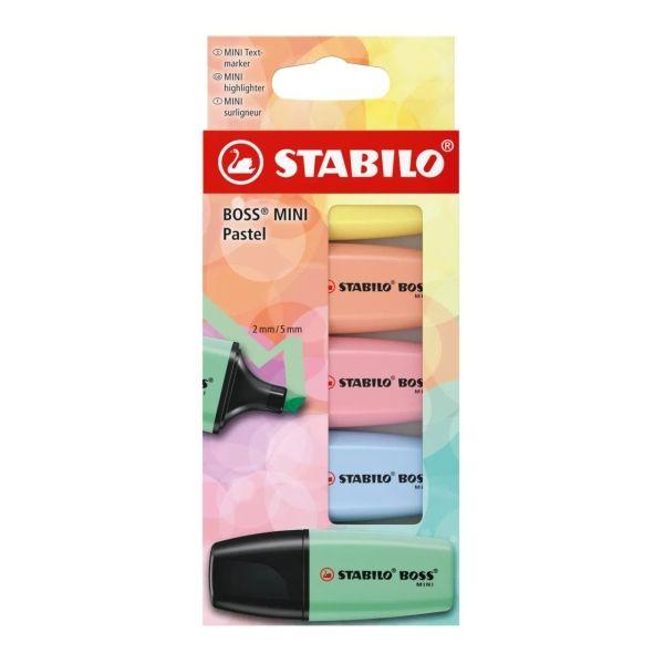 Marcadores Fluorescentes STABILO BOSS MINI Pastel 07/5-2-02 (Pack de 5 - Traço 2-5 mm - Multicolor)