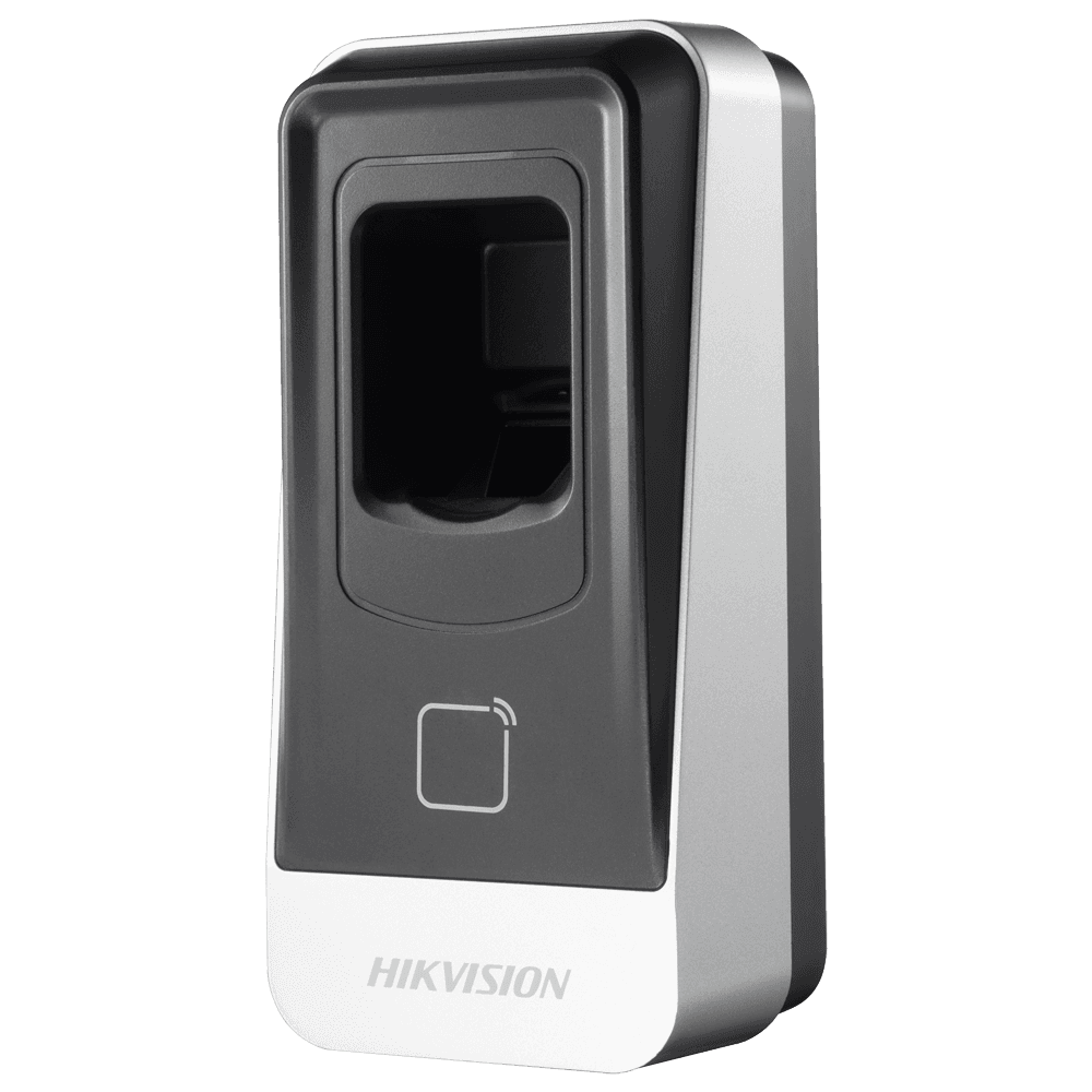 Leitor de Controlo de Acessos HIKVISION DS-K1201AEF (Impressão Digital, Cartão EM, RS-485, IP65 - Preto/Cinzento)