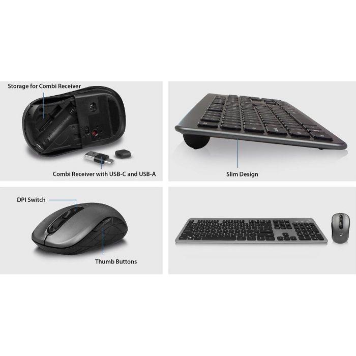 Teclado e Rato EWENT EW3259 (PT - Membrana - USB - Cinza Titânio) — miniatura 3
