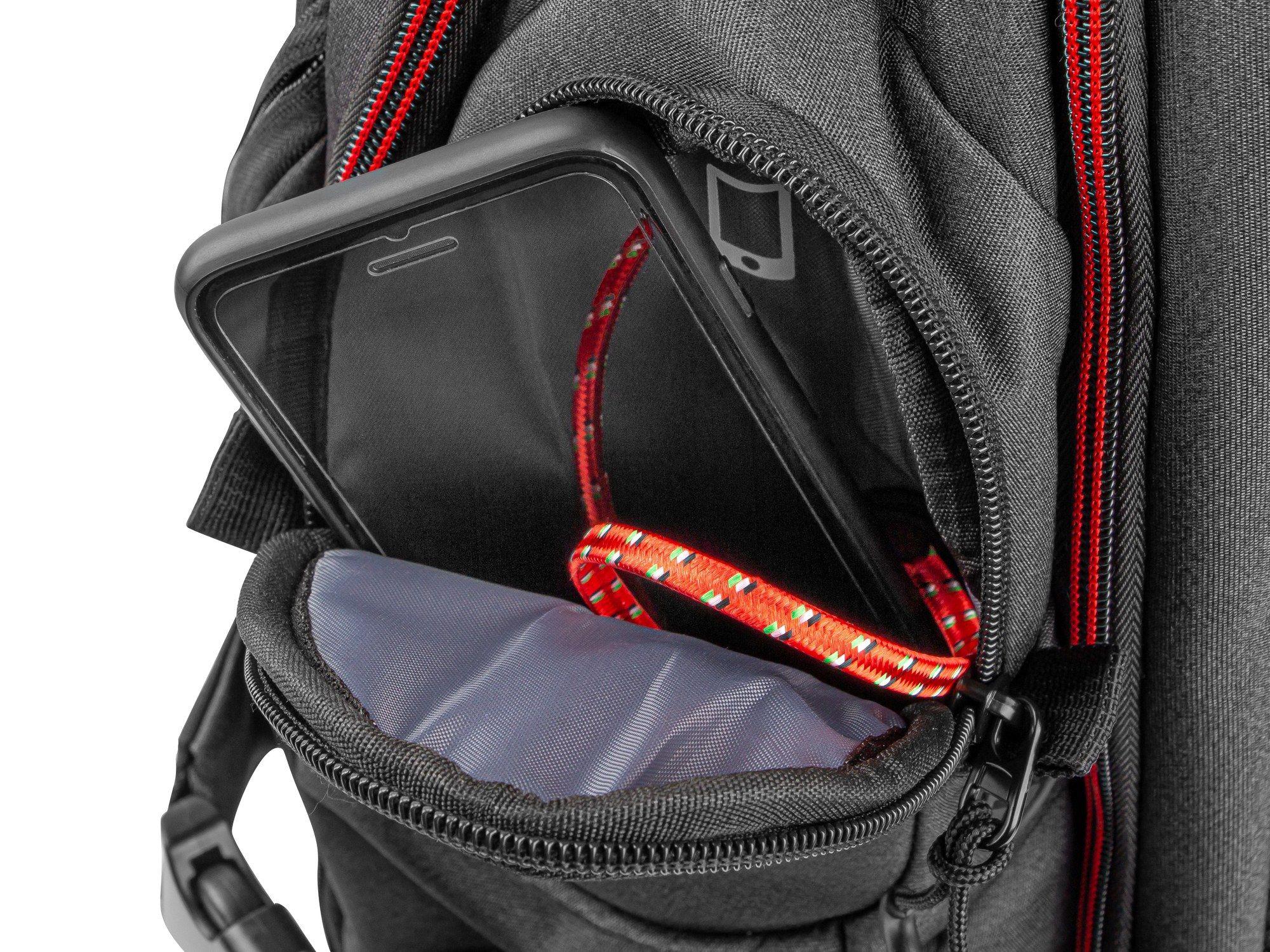 Mochila para Portátil GENESIS Pallad 550 (Poliéster - 43,9 cm - Altura 51 cm - Preto/Vermelho), miniatura 14
