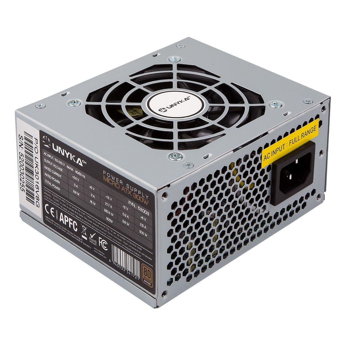 Fonte de Alimentação UNYKACH 52003 (SFX - 300 W - 80 PLUS Bronze - Prateado), miniatura 2