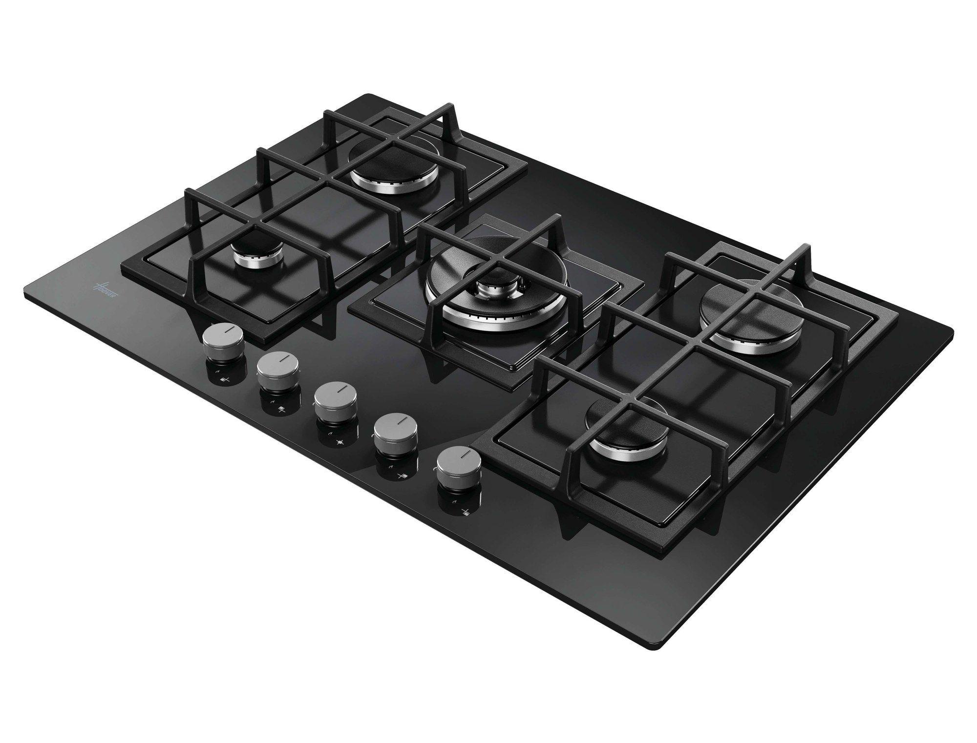 Placa a Gás de Encastre HOOVER HVG74WC3B (Vidro - Rotativo - Altura 5 cm - Preto), miniatura 2