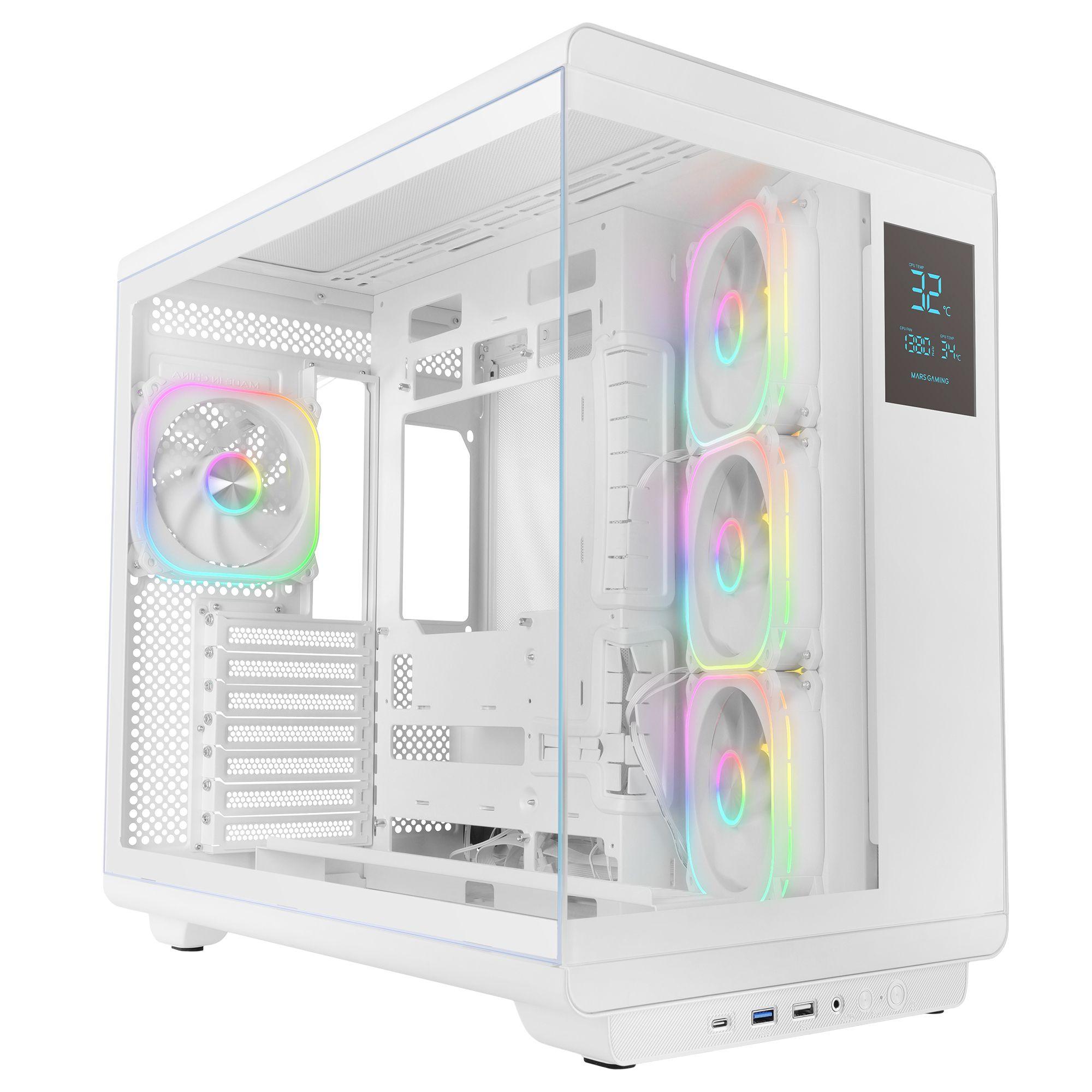Caixa PC MARS GAMING MC-REVPRO (Midi Tower - Ecrã LCD 4,3" - Branco)
