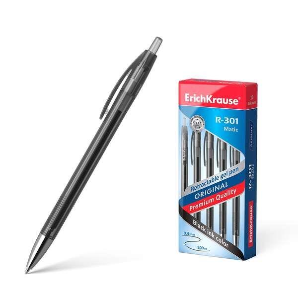 Esferográfica de Gel Automática ERICHKRAUSE R-301 Original Gel Matic (Plástico translúcido - Preto)