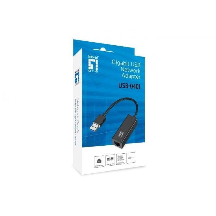 Adaptador USB para Ethernet Gigabit LEVELONE USB-0401 (USB 3.0 - 1000 Mbit/s - Preto) — miniatura 2