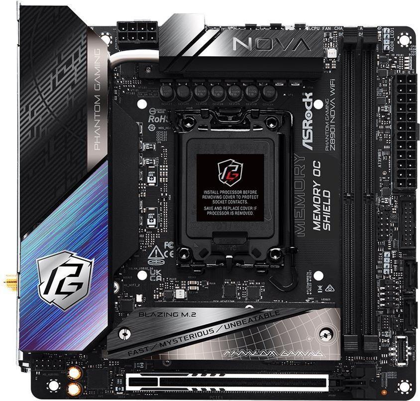 Motherboard ASROCK Phantom Gaming Z890i Nova WiFi (LGA 1851 - Intel Core Ultra - Mini-ITX - Preto)