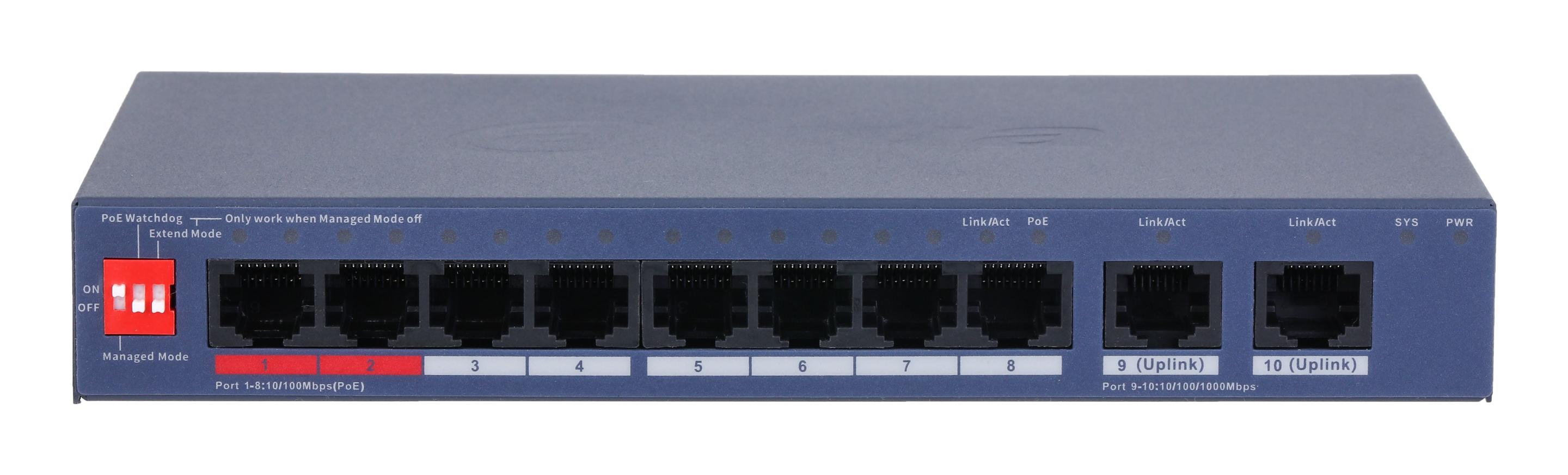 Switch DAHUA CS4010-8ET2GT-110 (Gigabit Ethernet - 10, 100, 1000 Mbit/s - 4 MB - Azul), miniatura 2