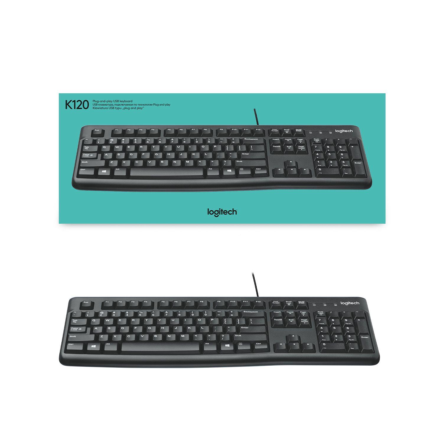Teclado LOGITECH K120 (Suíço - USB - Com fios - Preto) — miniatura 6