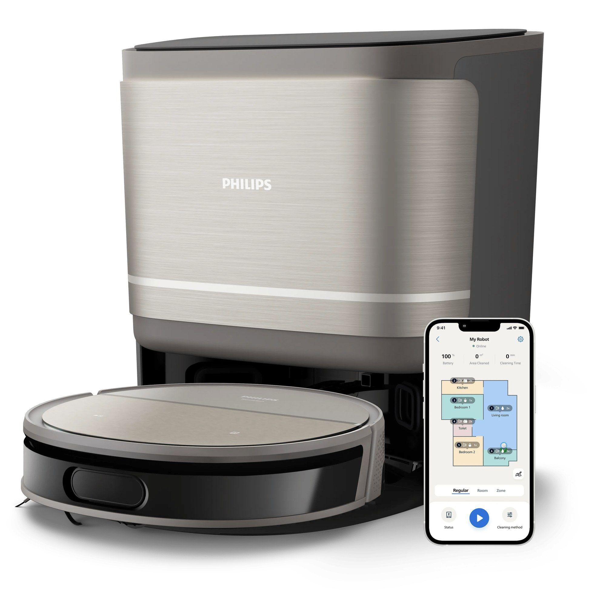 Robot Aspirador PHILIPS XU9100/10 (8000 Pa - D-ToF lidar - 0,21 l - Cinzento)