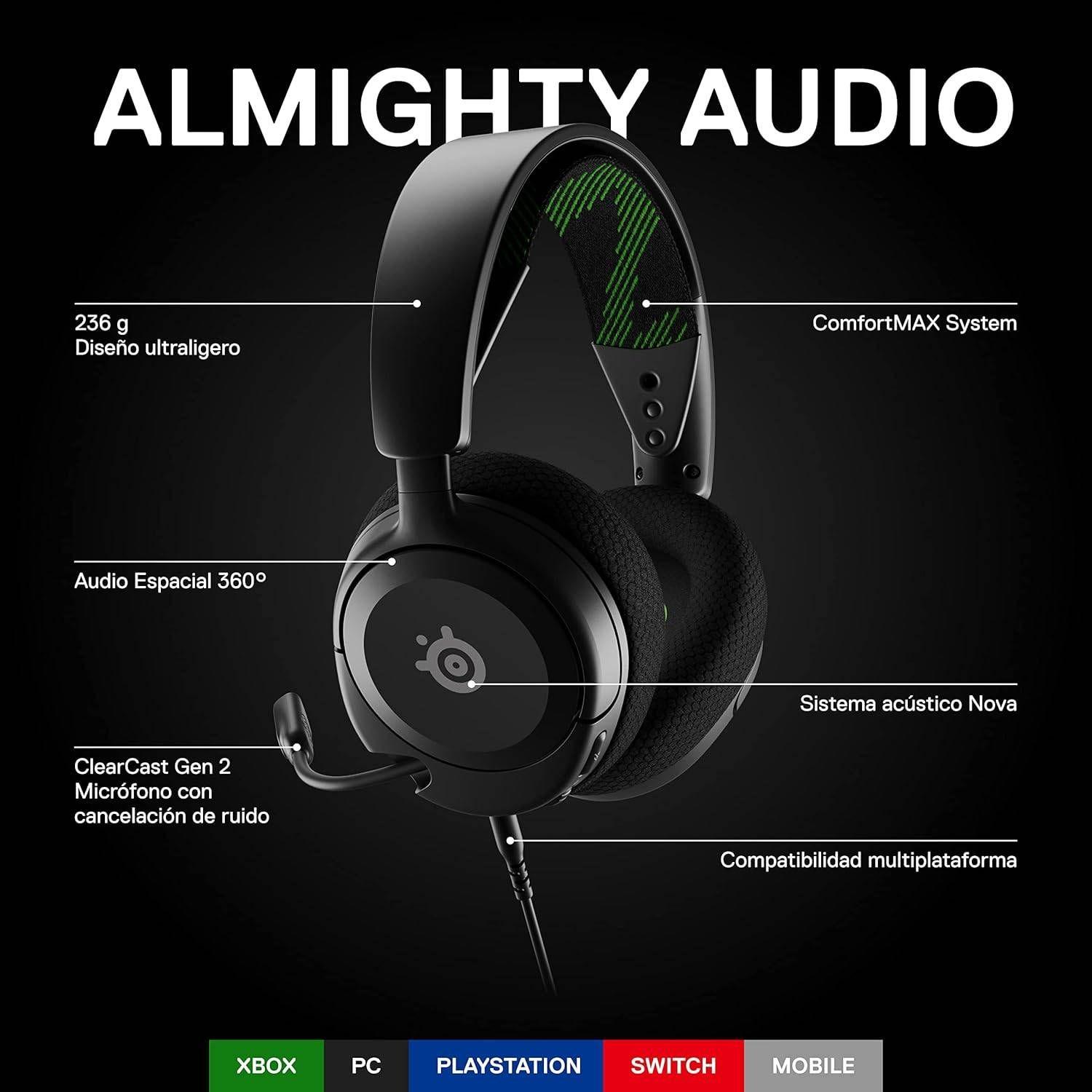Headset Gaming STEELSERIES Arctis Nova 1X (Binaural - Com fios - Supra-aural - Preto/Verde), miniatura 3