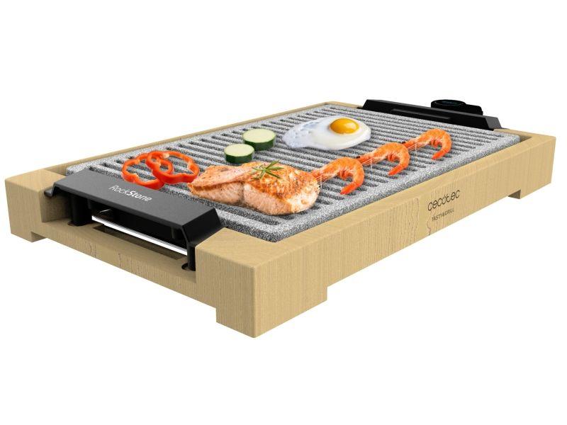 Grelhador Elétrico CECOTEC Tasty&Grill 2000 Bamboo LineStone (Altura 6,5 cm - Madeira Clara)
