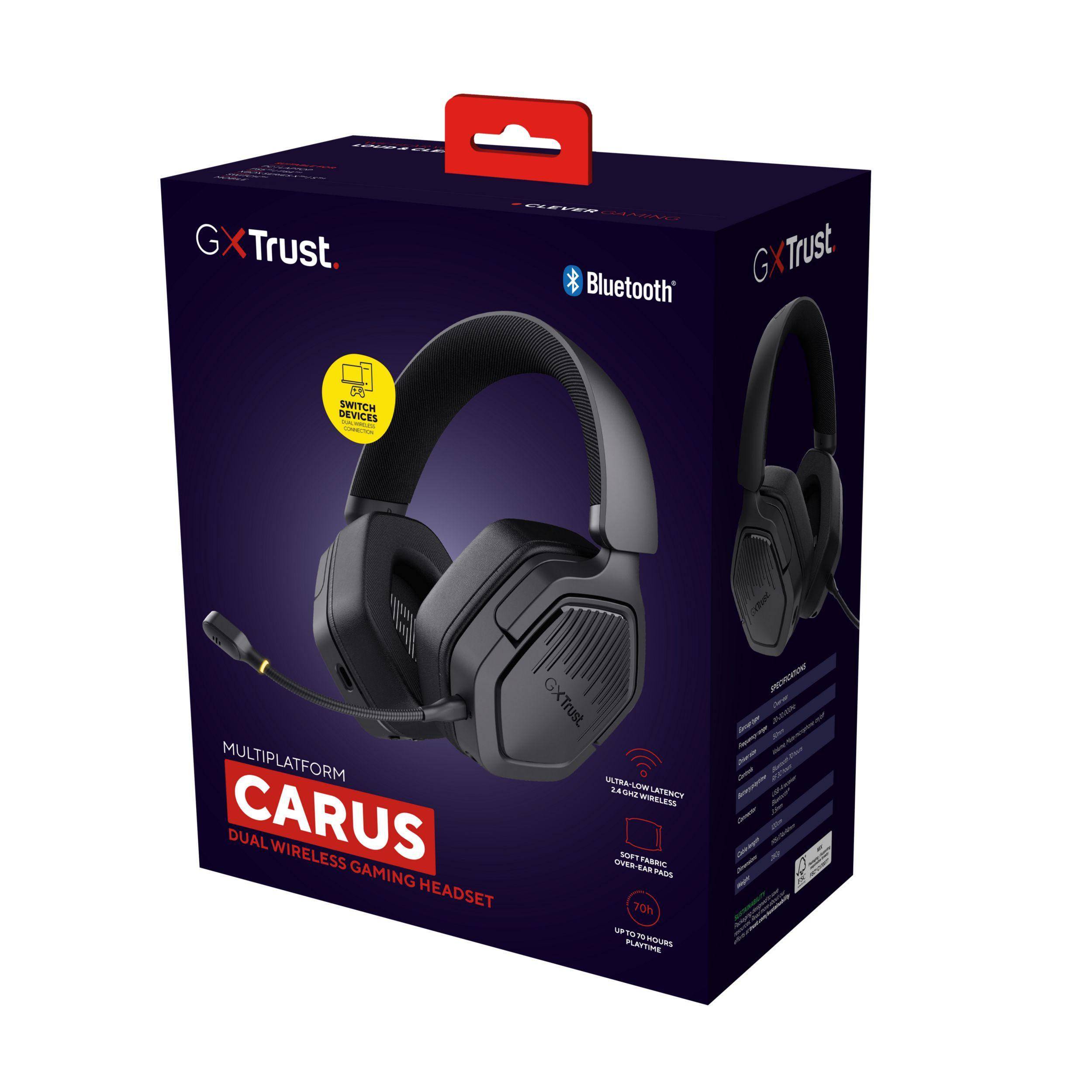 Headset Gaming TRUST GXT 493 Carus (Binaural - Com fios e sem fios - Circum-aural - Preto), miniatura 8