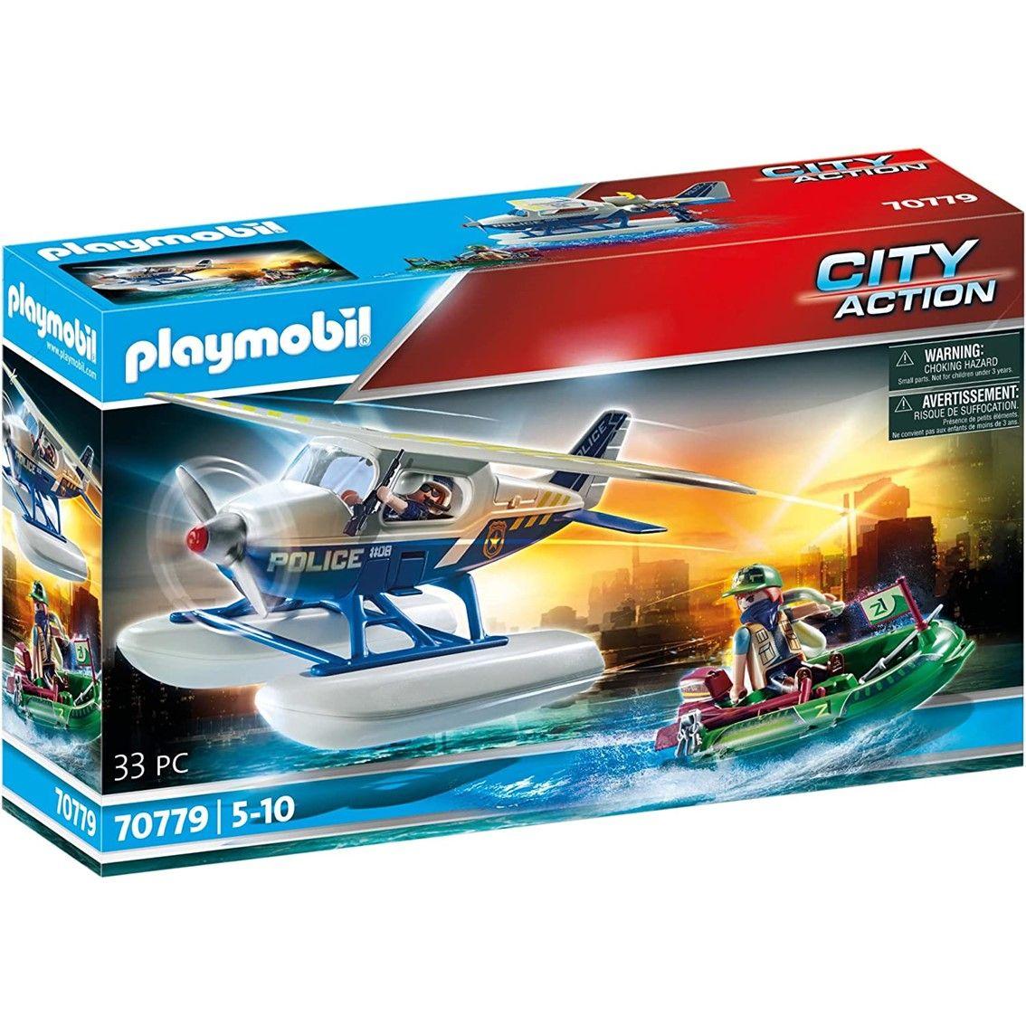 Conjunto de Brinquedo PLAYMOBIL City Action 70779 Polícia Hidroavião: Perseguição de Contrabandista (5 anos - Multicor)