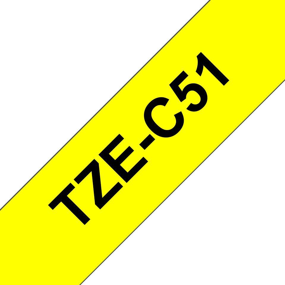 Fita de Impressão BROTHER TZe-C51 (Preto sobre Amarelo Fluorescente)