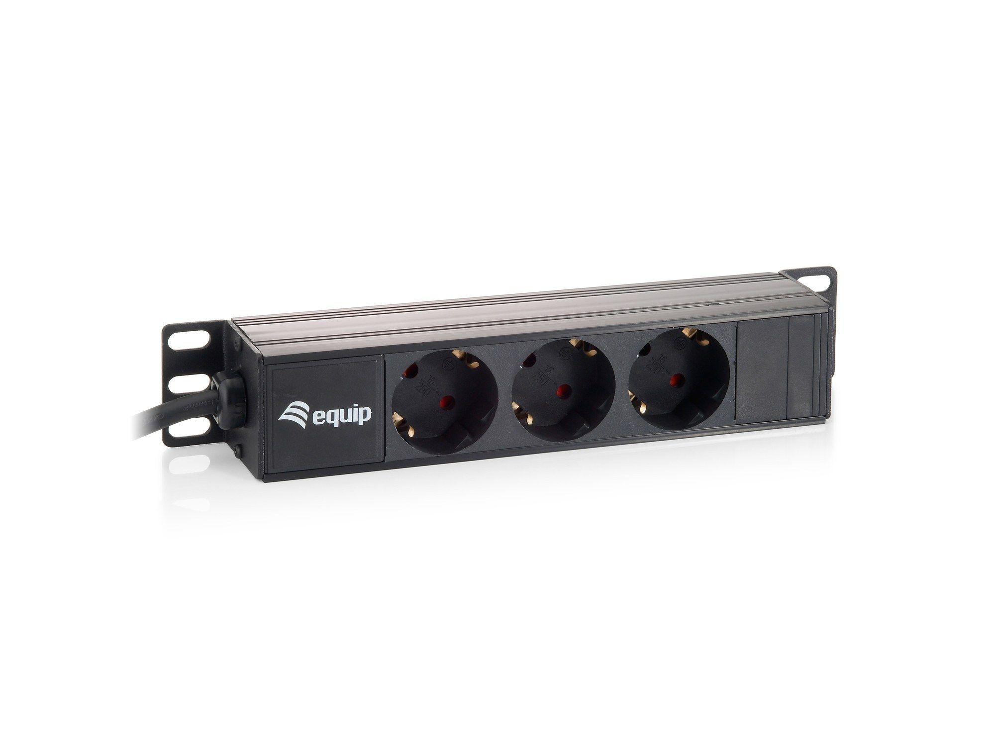 Bloco de Tomadas para Bastidor EQUIP 333299 (Schuko - Preto)