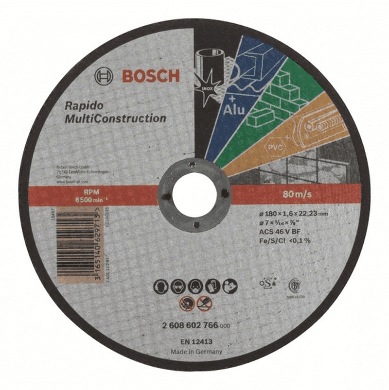 Disco de Corte BOSCH Professional Rapido Multi Construction 2608602766 (180 mm - 1,6 mm), miniatura 2