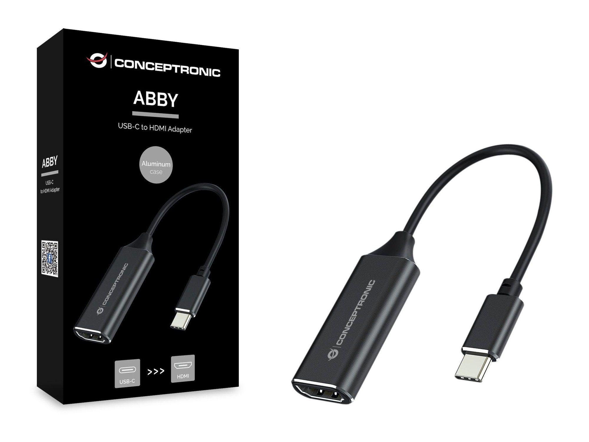 Adaptador USB-C para HDMI CONCEPTRONIC ABBY03B (15 cm - USB Type-C - HDMI Type A - Preto) — miniatura 2