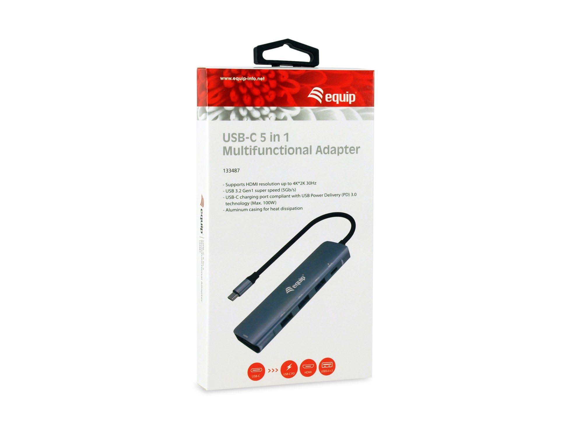 Adaptador Multiporta USB-C EQUIP 133487 (0,25 m - Thunderbolt 3/4 - Preto/Cinzento), miniatura 4