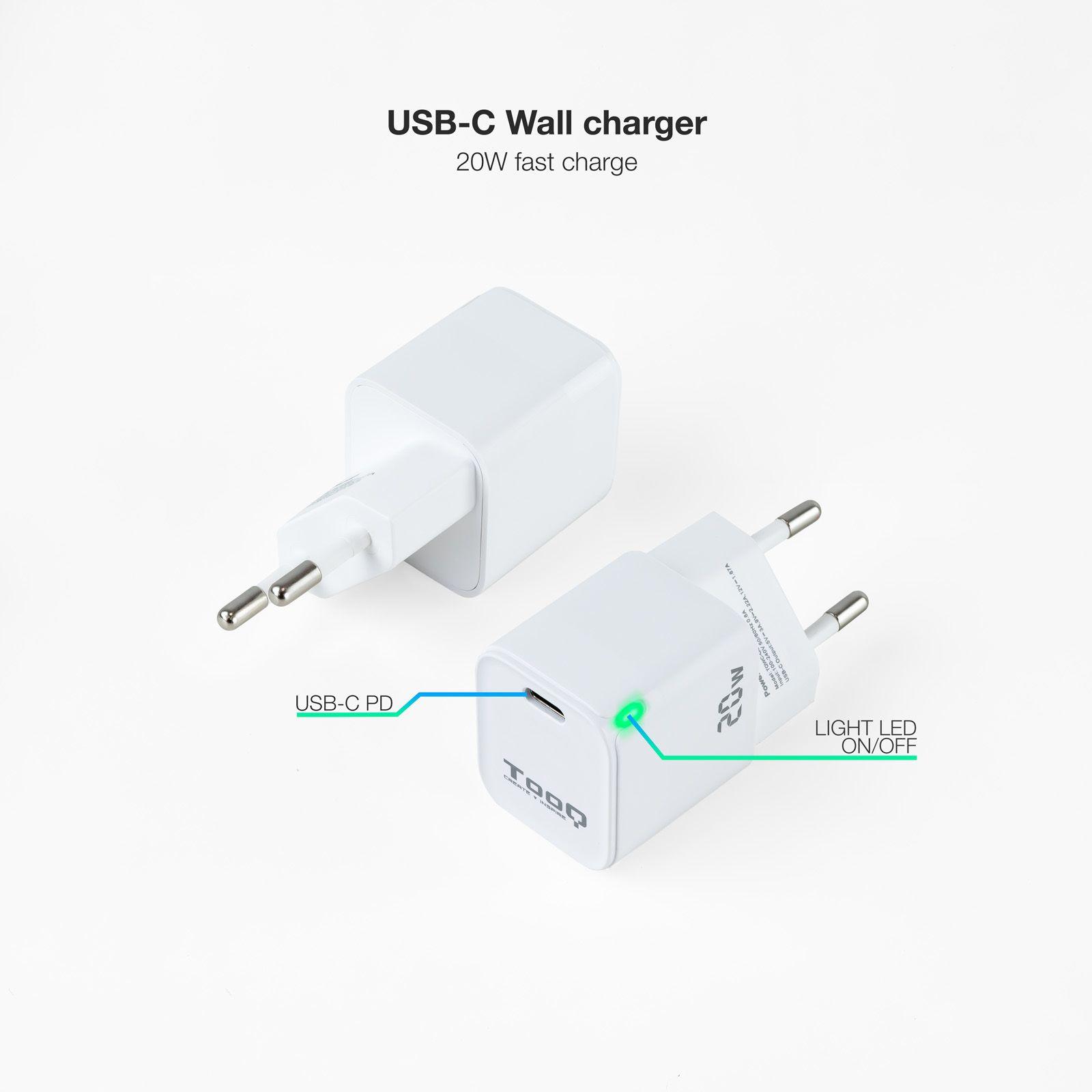 Carregador de Parede TOOQ TQWC-PD20WT (20 W - Branco), miniatura 2