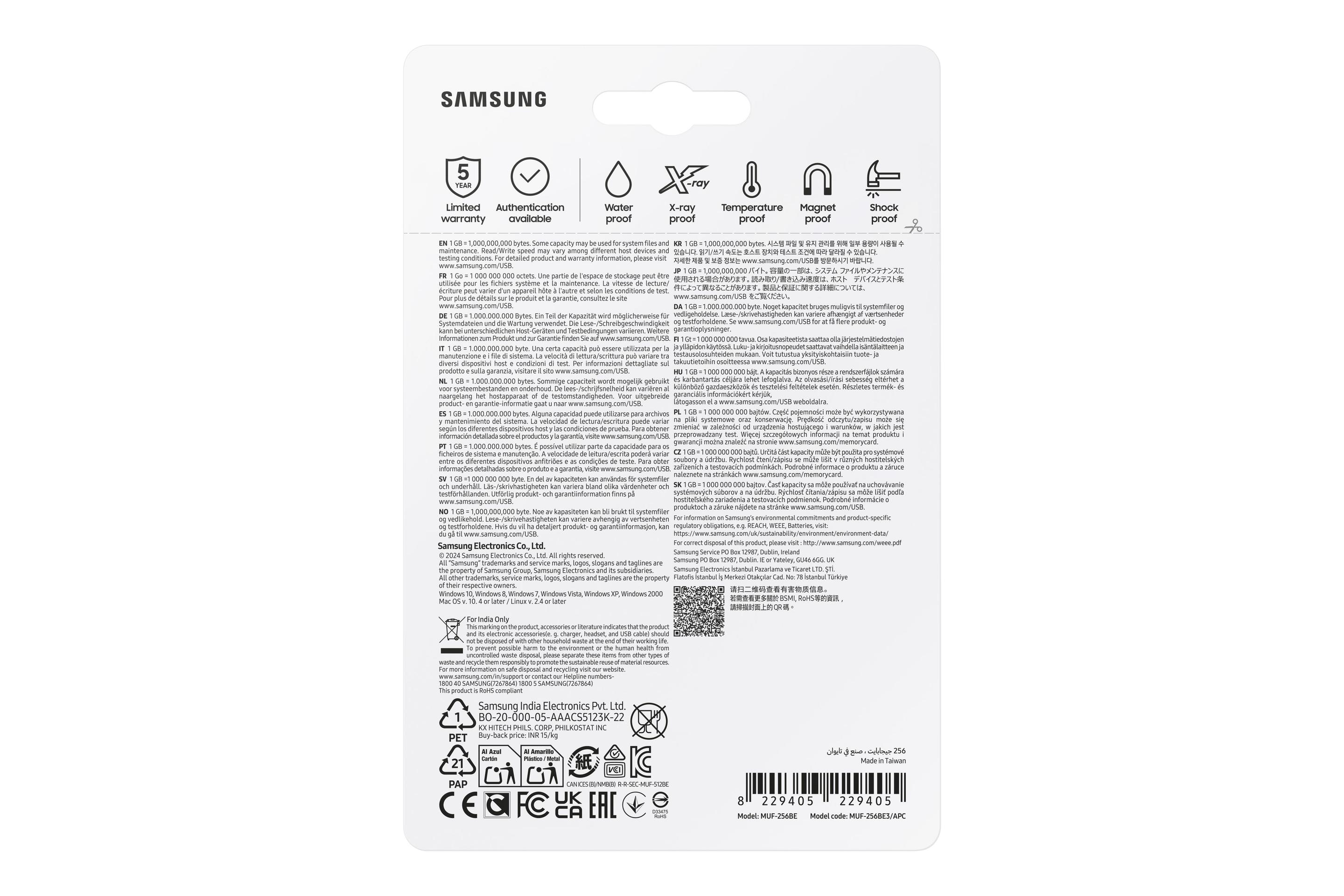 Pen USB SAMSUNG BAR Plus MUF-256BE3/APC (256 GB - Sem tampa - USB Type-A - Prateado) — miniatura 8