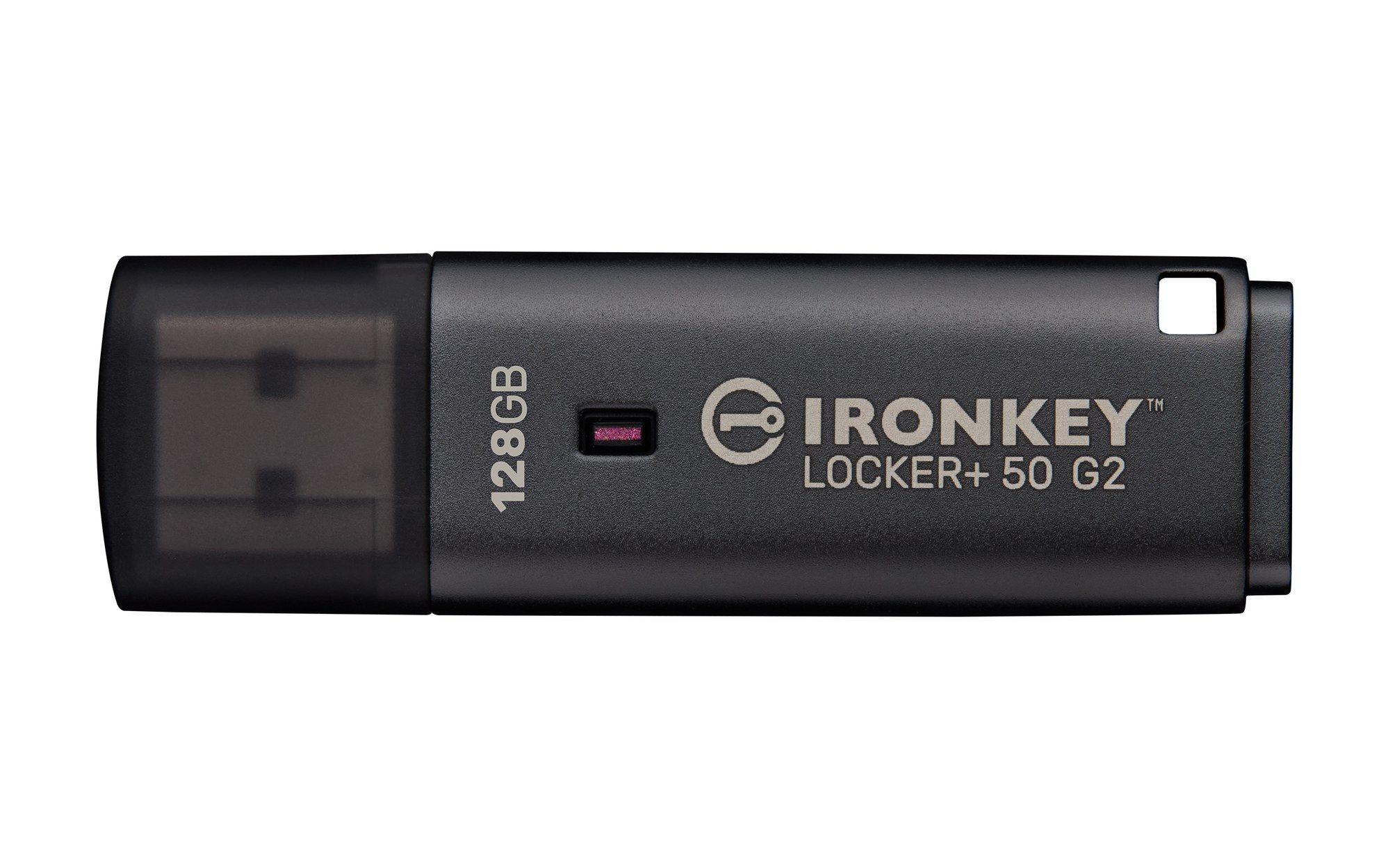 Pen USB KINGSTON IronKey Locker Plus 50 G2 (128 GB - Com tampa - USB Type-A - Preto)
