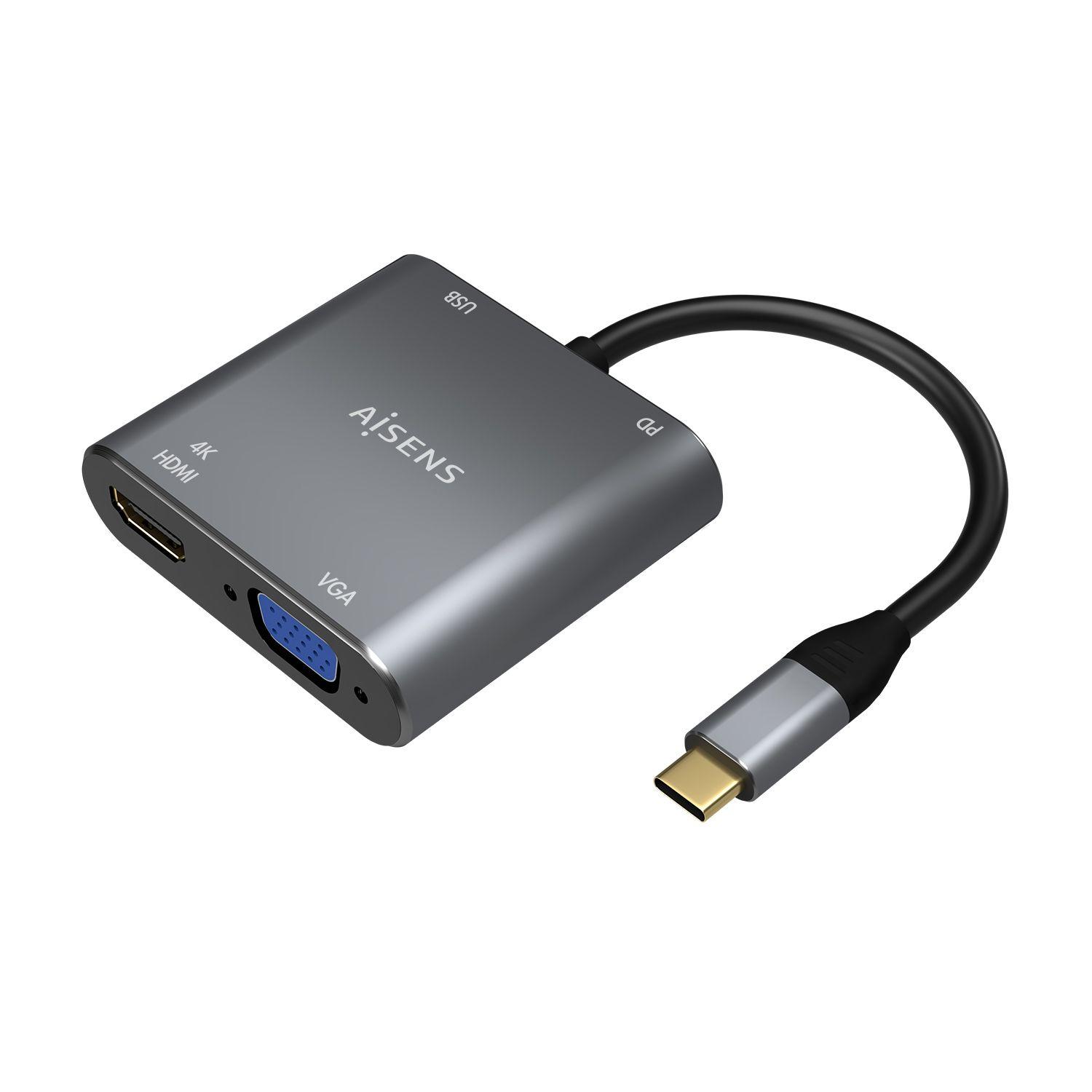 Conversor USB-C AISENS A109-0626 (3860 x 2160 píxeis - Cinzento)