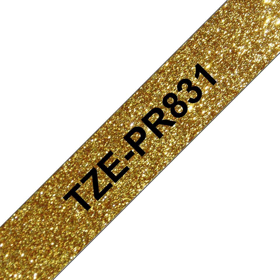 Fita de Impressão BROTHER TZe-PR831 (Preto sobre Dourado Glitter)